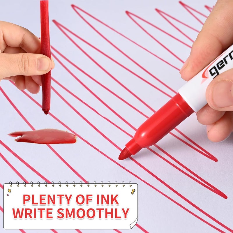 Cgerma Permanent Markers,Fine Point Markers, 15 Pack Red Permanent Marker Set, Quick Drying, Fade Resistant, Works on Plastic, Wood, Stone, Metal and Glass for The Office, School, Home - Image 3